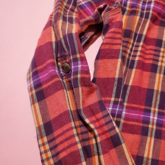 🍁 Fall Plaid Long Sleeve Adjustable Sleeves Boyfriend Top Aeropostale 🍁 - Picture 2 of 7